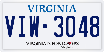 VA license plate VIW3048