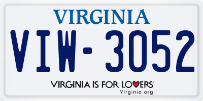 VA license plate VIW3052