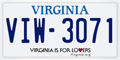 VA license plate VIW3071