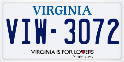 VA license plate VIW3072