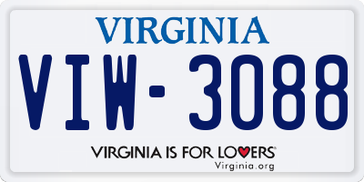 VA license plate VIW3088