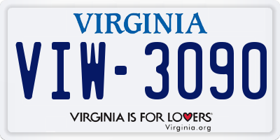 VA license plate VIW3090