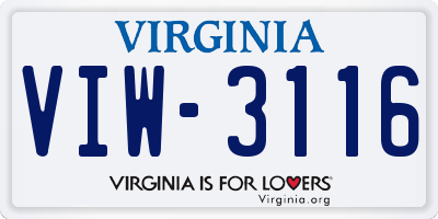 VA license plate VIW3116
