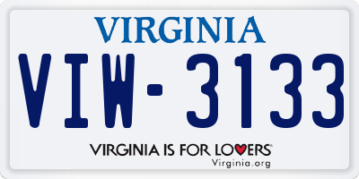 VA license plate VIW3133