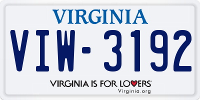 VA license plate VIW3192