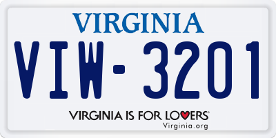VA license plate VIW3201