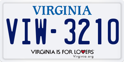VA license plate VIW3210
