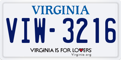 VA license plate VIW3216