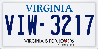 VA license plate VIW3217
