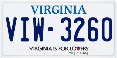VA license plate VIW3260