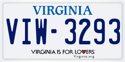 VA license plate VIW3293