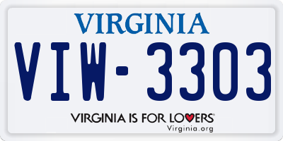 VA license plate VIW3303