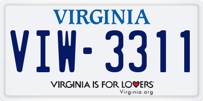 VA license plate VIW3311