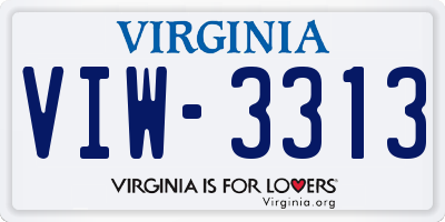 VA license plate VIW3313