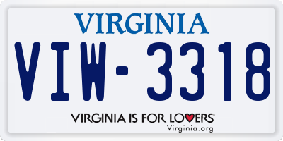 VA license plate VIW3318