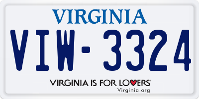VA license plate VIW3324