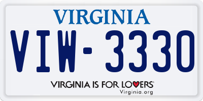 VA license plate VIW3330