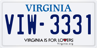 VA license plate VIW3331