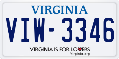 VA license plate VIW3346
