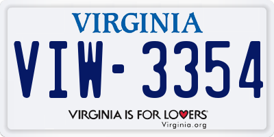 VA license plate VIW3354