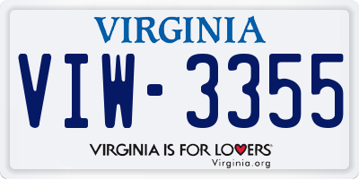 VA license plate VIW3355