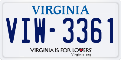 VA license plate VIW3361