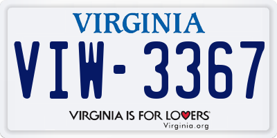 VA license plate VIW3367
