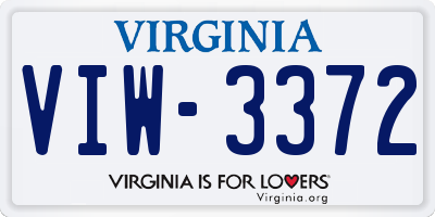 VA license plate VIW3372