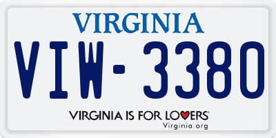 VA license plate VIW3380
