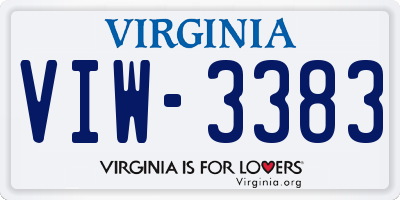 VA license plate VIW3383