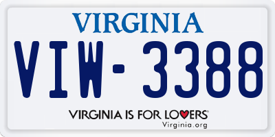 VA license plate VIW3388