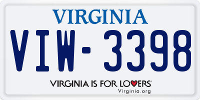 VA license plate VIW3398