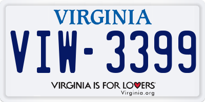 VA license plate VIW3399