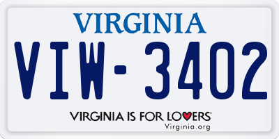 VA license plate VIW3402