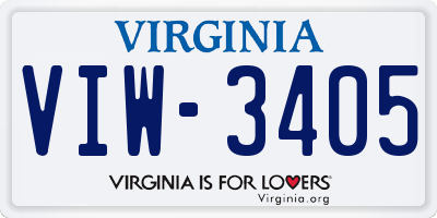 VA license plate VIW3405