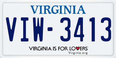 VA license plate VIW3413
