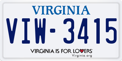 VA license plate VIW3415