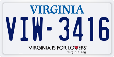 VA license plate VIW3416