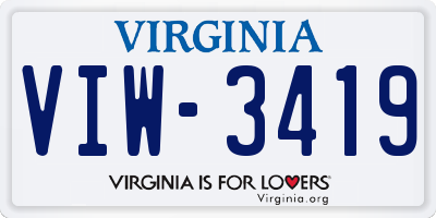 VA license plate VIW3419