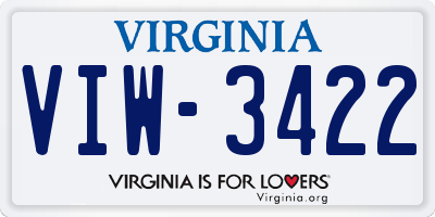 VA license plate VIW3422