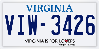 VA license plate VIW3426