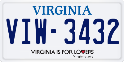 VA license plate VIW3432