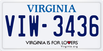 VA license plate VIW3436