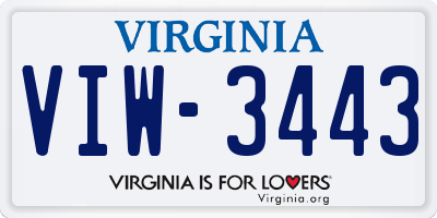 VA license plate VIW3443