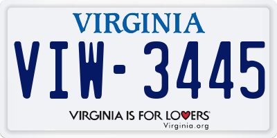 VA license plate VIW3445
