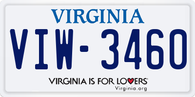 VA license plate VIW3460