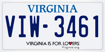 VA license plate VIW3461