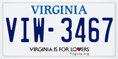 VA license plate VIW3467