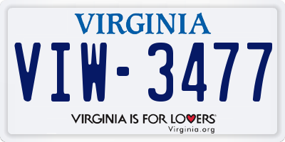 VA license plate VIW3477