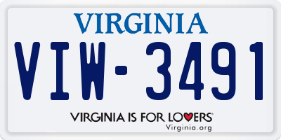 VA license plate VIW3491